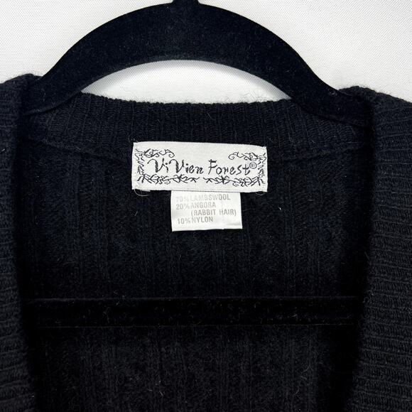 Vintage VivienForest Cardigan Size Small Black Pink - Picture 6 of 9
